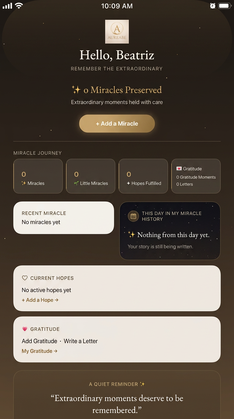 AureaBe Miracles app preview